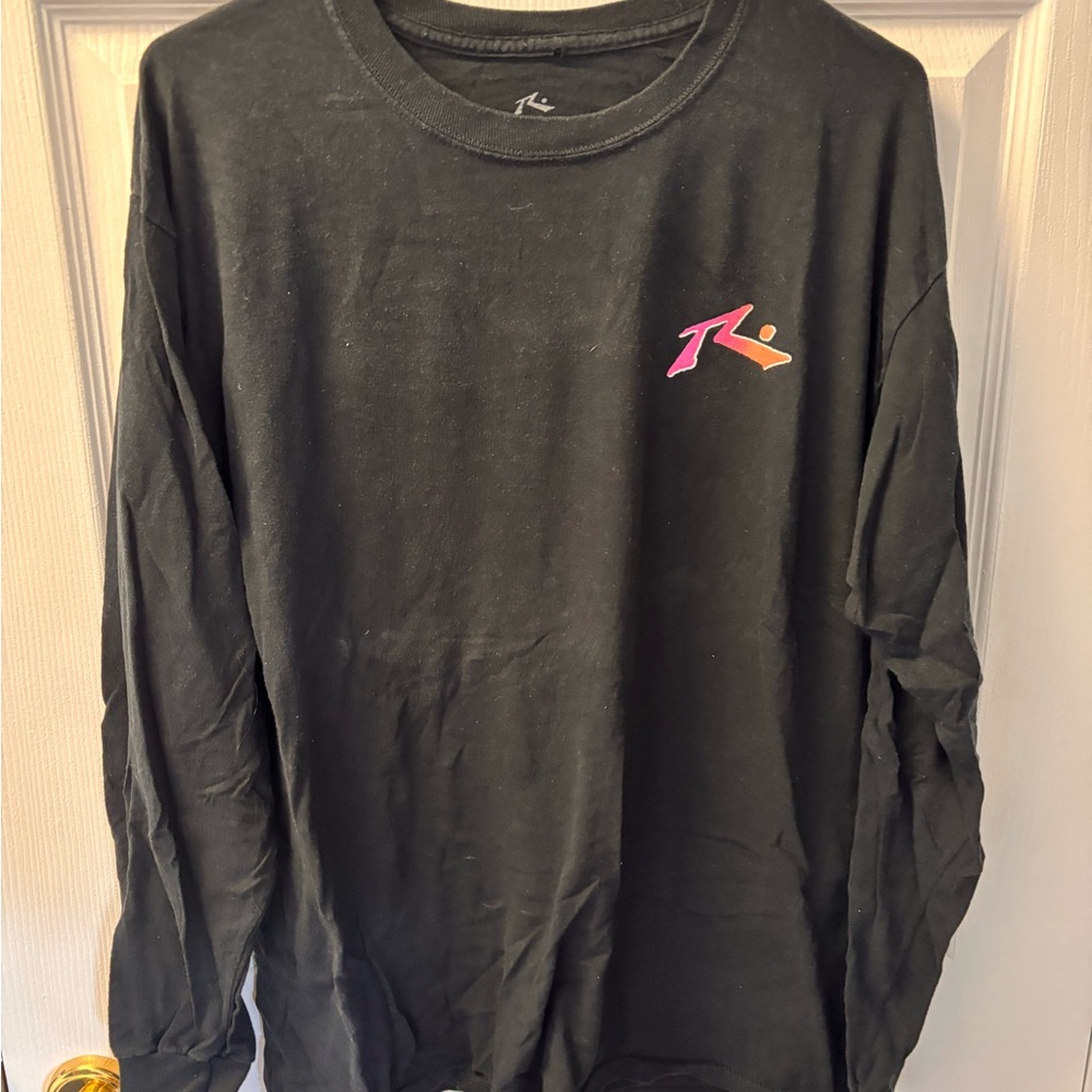 Rusty Black Long Sleeve Shirt with Pink Logo